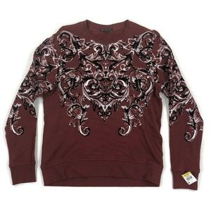 INC Mens Sweatshirt Crewneck Velvet Print Red